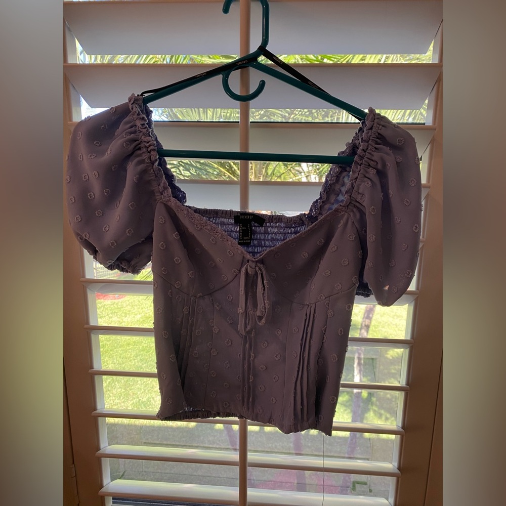 Women's Purple Puff Sleeve Top